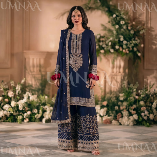 UA-210 Embroidered Chiffon Sharara Festive Collection by umnaa | Ready to Wear Pakistani Asian clothes