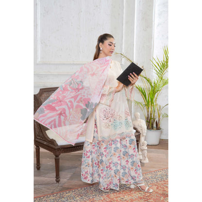 UMRZ-61 "Riwayat" by Rangz Embroidered Cotton with poly Lawn Sharara Festive collection| Ready to Wear Pakistani Asian clothes