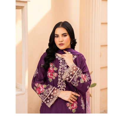 UMRZ-62 "Crimsons" by Rangz Embroidered Cotton with poly Lawn Sharara Festive collection| Ready to Wear Pakistani Asian clothes