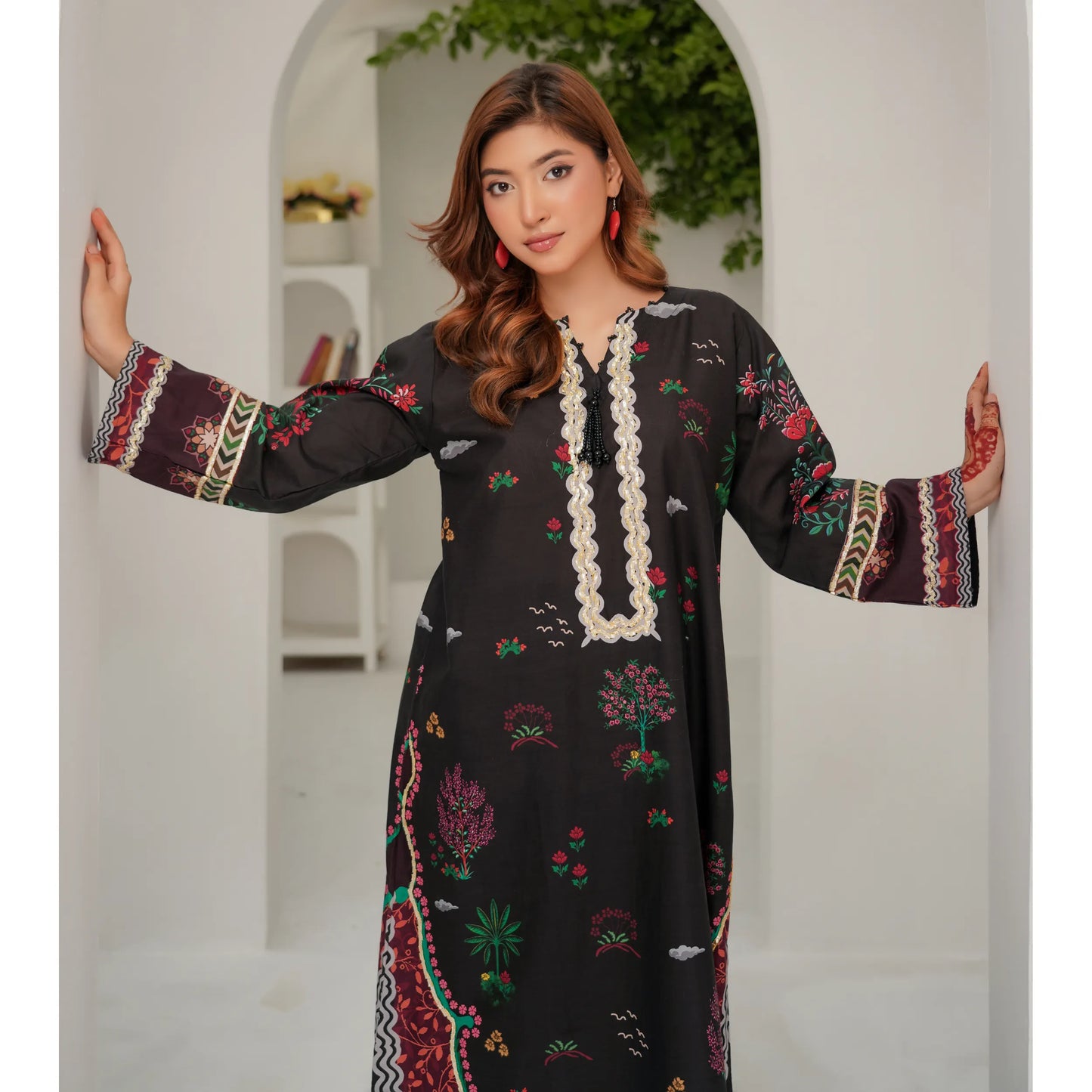 UMS-64 Pakistani Printed Lawn Kaftan Style 2 Piece Suit – Casual Summer Collection by Simrans