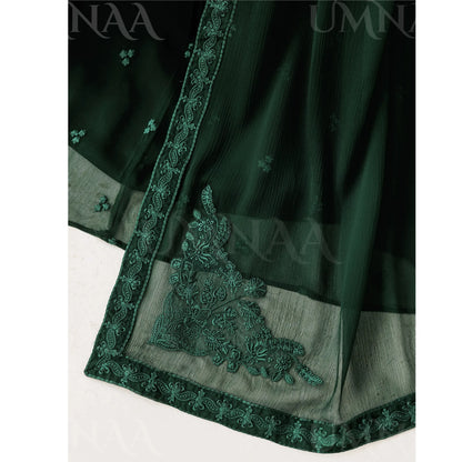 UA-230 Chiffon Sharara Full Sleeves Lined 3 Piece Suit | Chiffon Shirt with Embroidered Sharara & Dupatta | Formal Party Wear