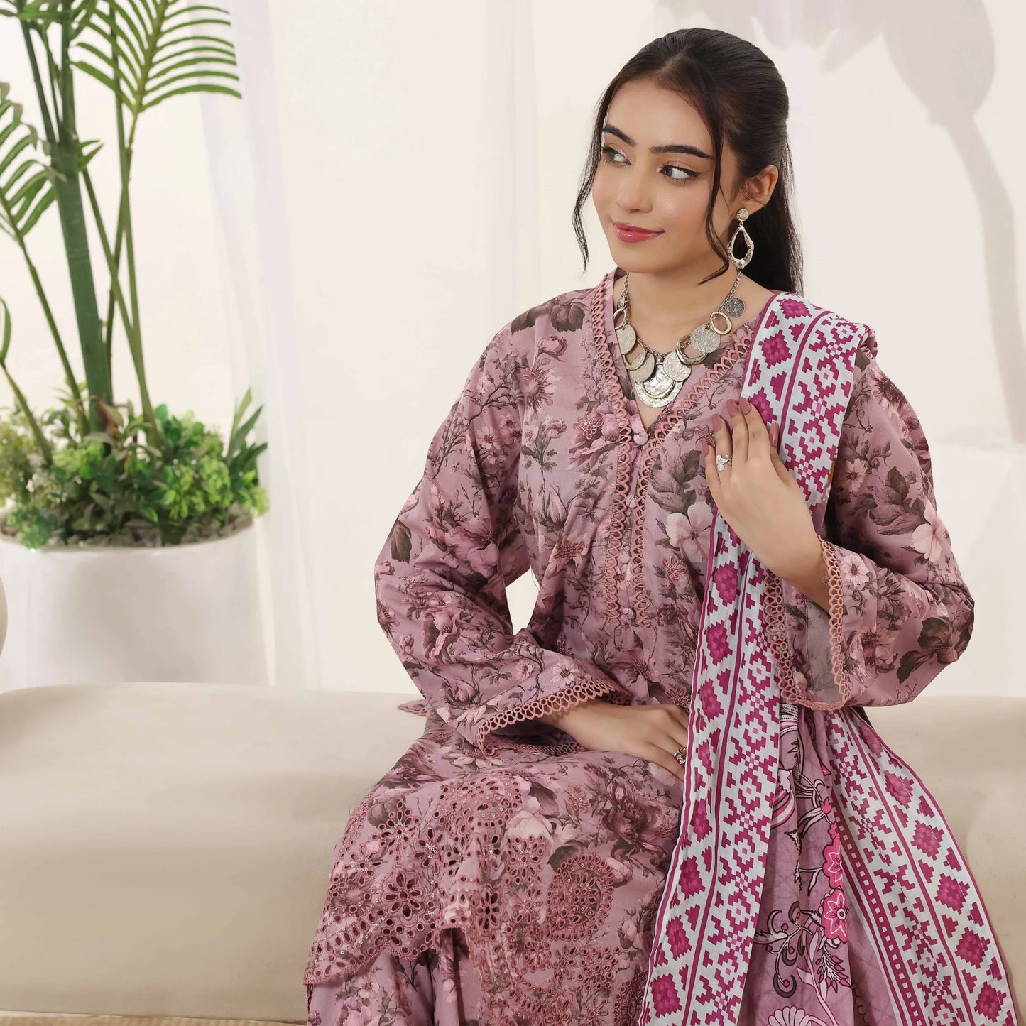 USN-22 Embroidered Chikankari Lawn 3 Piece Summer Collection by saphron | Ready to Wear Pakistani Asian Eastern wear