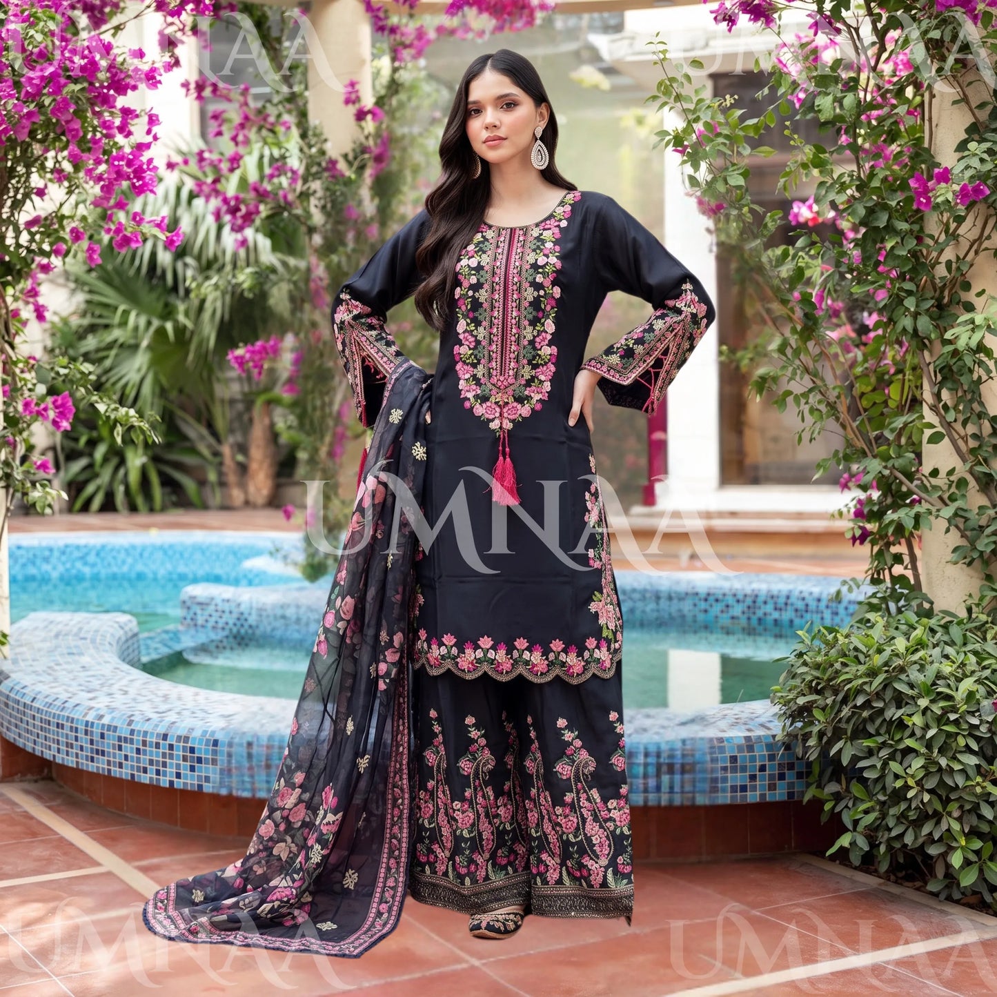 UA-335 Embroidered Viscose 3 Pc Collection Ready to Wear Pakistani Asian clothes by Umnaa