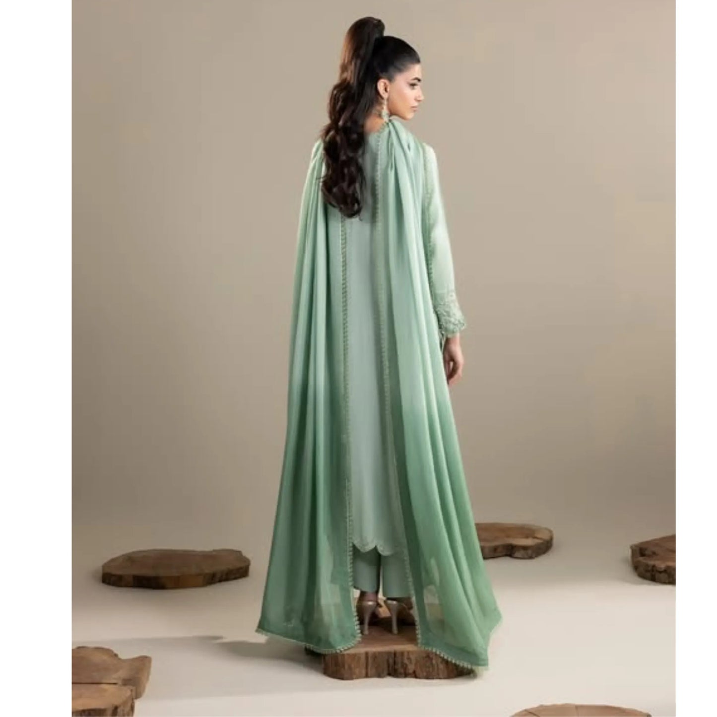 UA-336 Women's Embroidered Raw Silk Dress 3 Piece Festive & Party Wear Suit by Umnaa