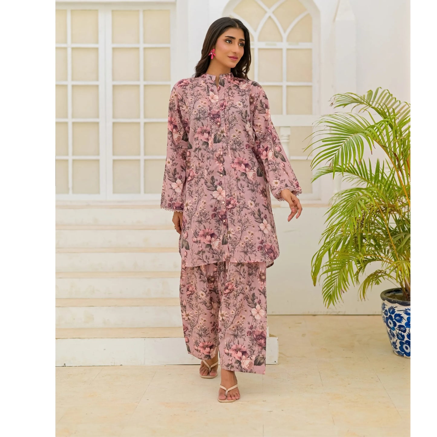 UA-248 Printed Lawn 2 Piece Co-Ord Set | Soft Breathable Summer Outfit | Casual Matching Shirt & Trouser Set by Umnaa