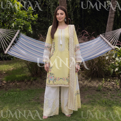 UA-256 Embroidered Cotton 3 Pc Collection Ready to Wear Pakistani Asian clothes by Umnaa