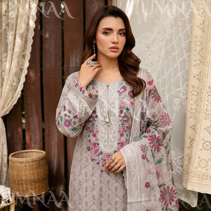 UA-269 Embroidered Cambric Cotton 3 Pc Collection | Umnaa
