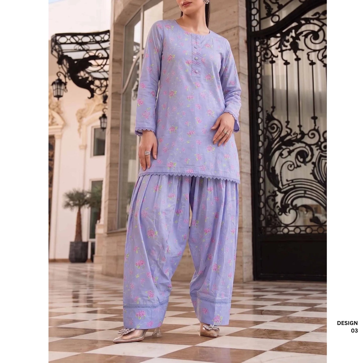 USN-23 Printed Farshi Shalwar Lawn Co-Ord Set | Saphorn