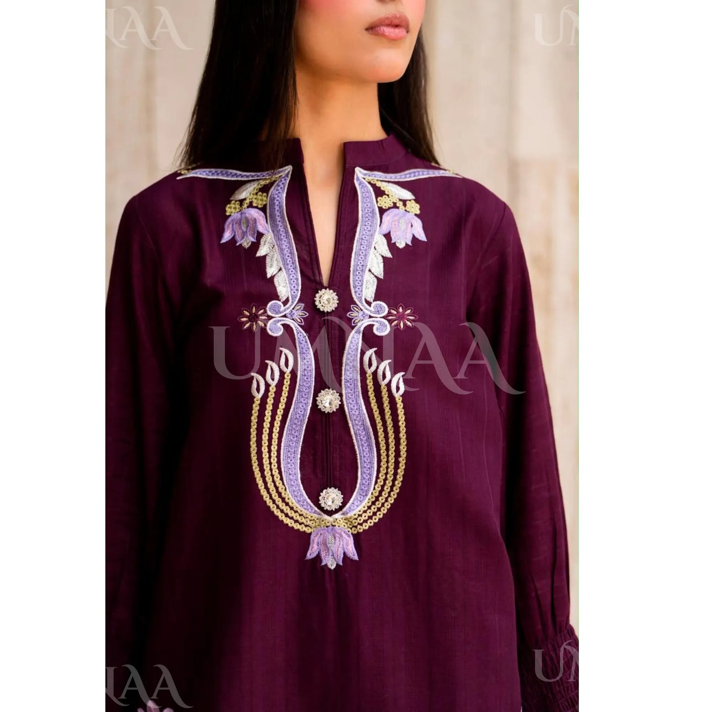 UA-277 Embroidered Trendy Cotton Co-Ord Set | Umnaa