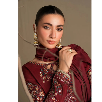 UA-282 Embroidered Raw Silk Luxury Sharara Collection | Umnaa