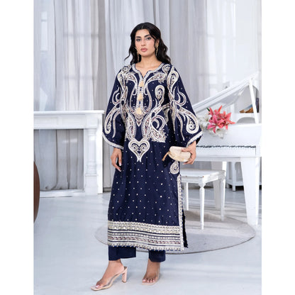 UA-286 Embroidered Viscose Silk Co-Ords Set | Umnaa