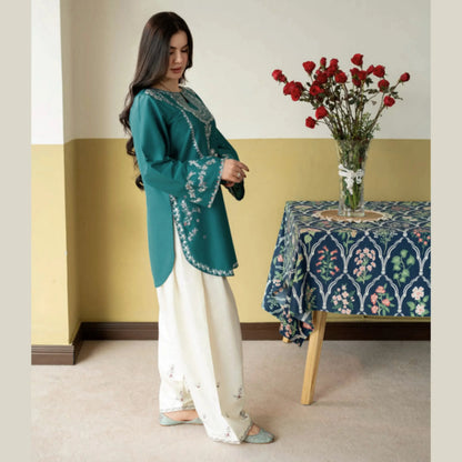 UA-258 Embroidered Cambric Cotton 2 Pc Co-Ord Set with Farshi Shalwar by Umnaa