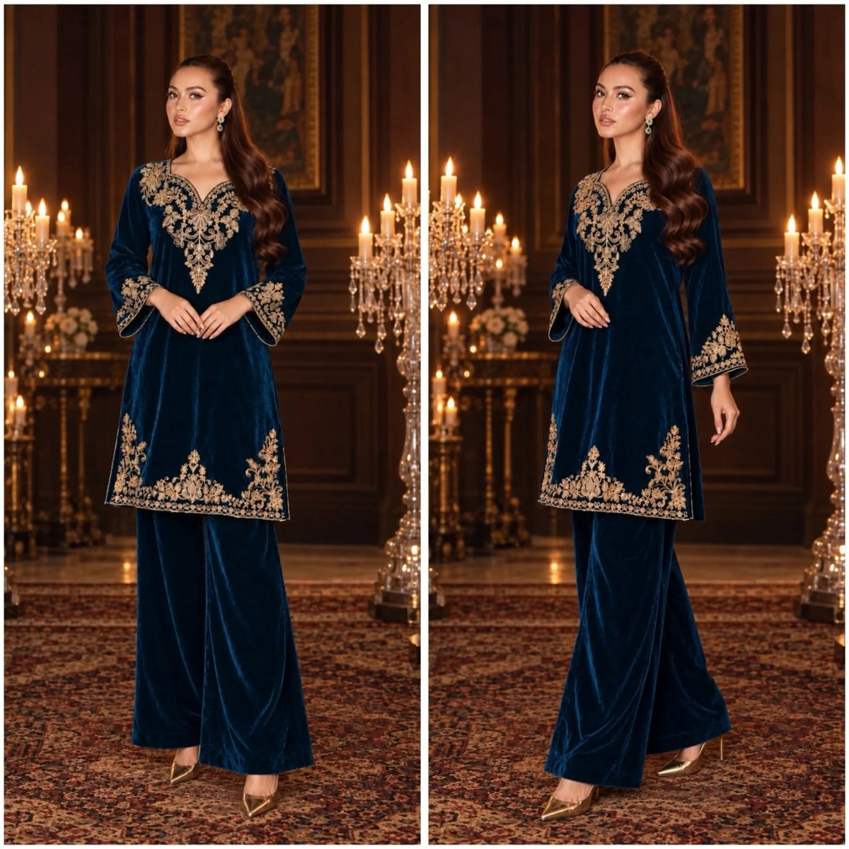 RA-42 Mehr-e-Noor Luxury Velvet Co-Ords | Raniya.h