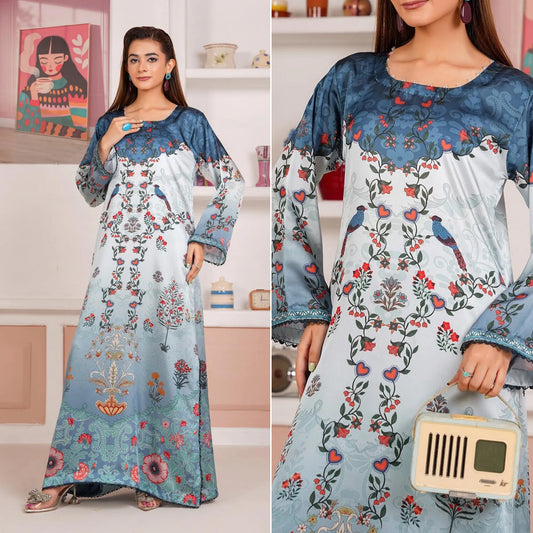 UA-312 Printed Shamooz Silk Printed Kaftan Style Co-Ord Set| Umnaa