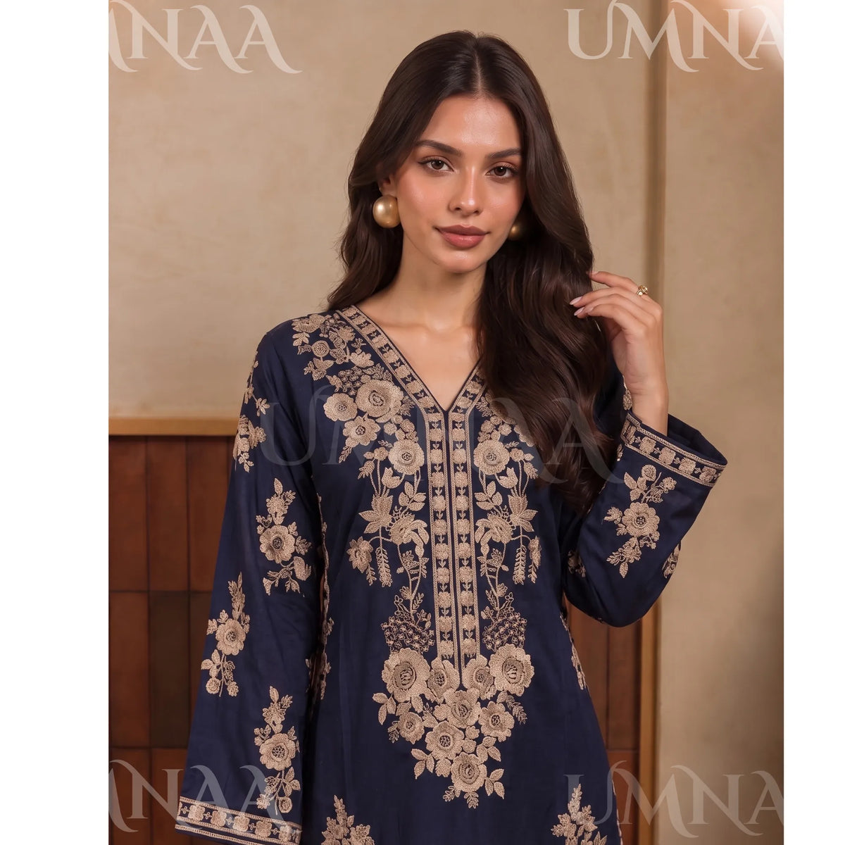 UA-317 Luxury Linen Kaftan Style 3 Pc | Umnaa