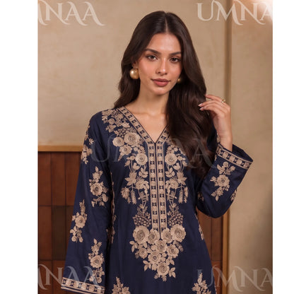 UA-317 Luxury Linen Kaftan Style 3 Pc | Umnaa