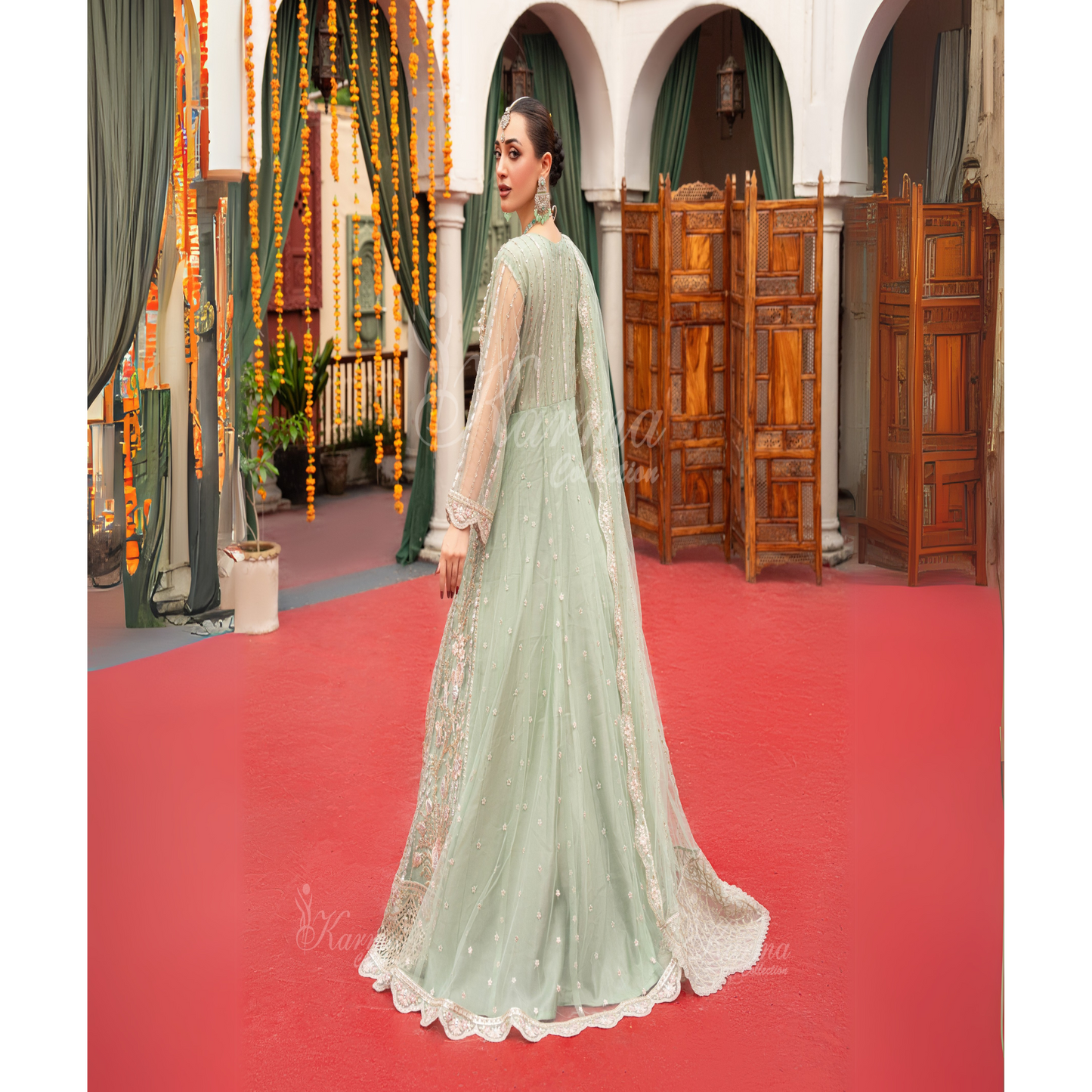 Luxury Embroidered soft Net long Maxi | Wedding Collection | karma Collection | UMKC01301