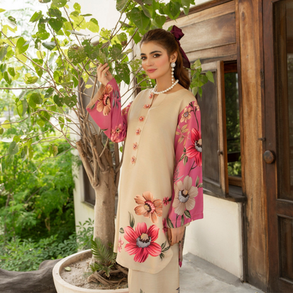 Sëleñe Raw Silk Printed Co-Ords Set by Karma Collection | Ready to Wear Modest fashion Asian