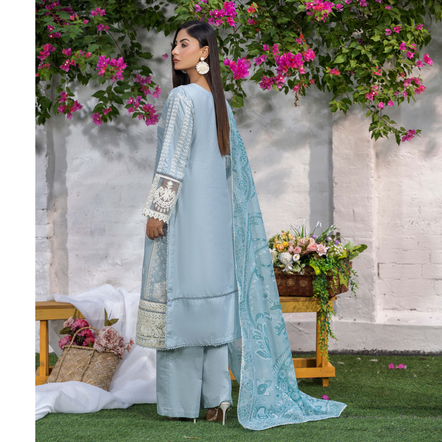 UTT-05 Embroidered Cambric Cotton 3 Pc Ready to wear Collection | Traditional Thread