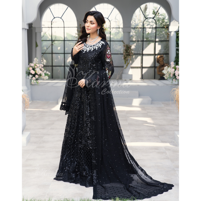 Luxury Embroidered Chiffon long Maxi with chiffon duppata  | Wedding Collection | karma Collection | UMKC01101