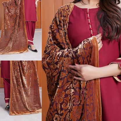 UMS-54 "Venus" by Simrans Palachi Shawl Linen Shalwar kammez Winter Collection