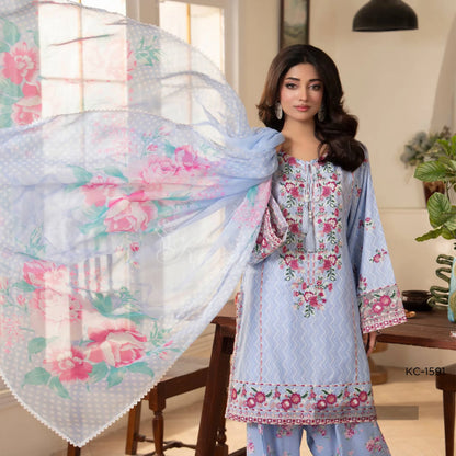 "Gulmahar" Embroidered Lawn Farshi Shalwar Collection by karma Collection