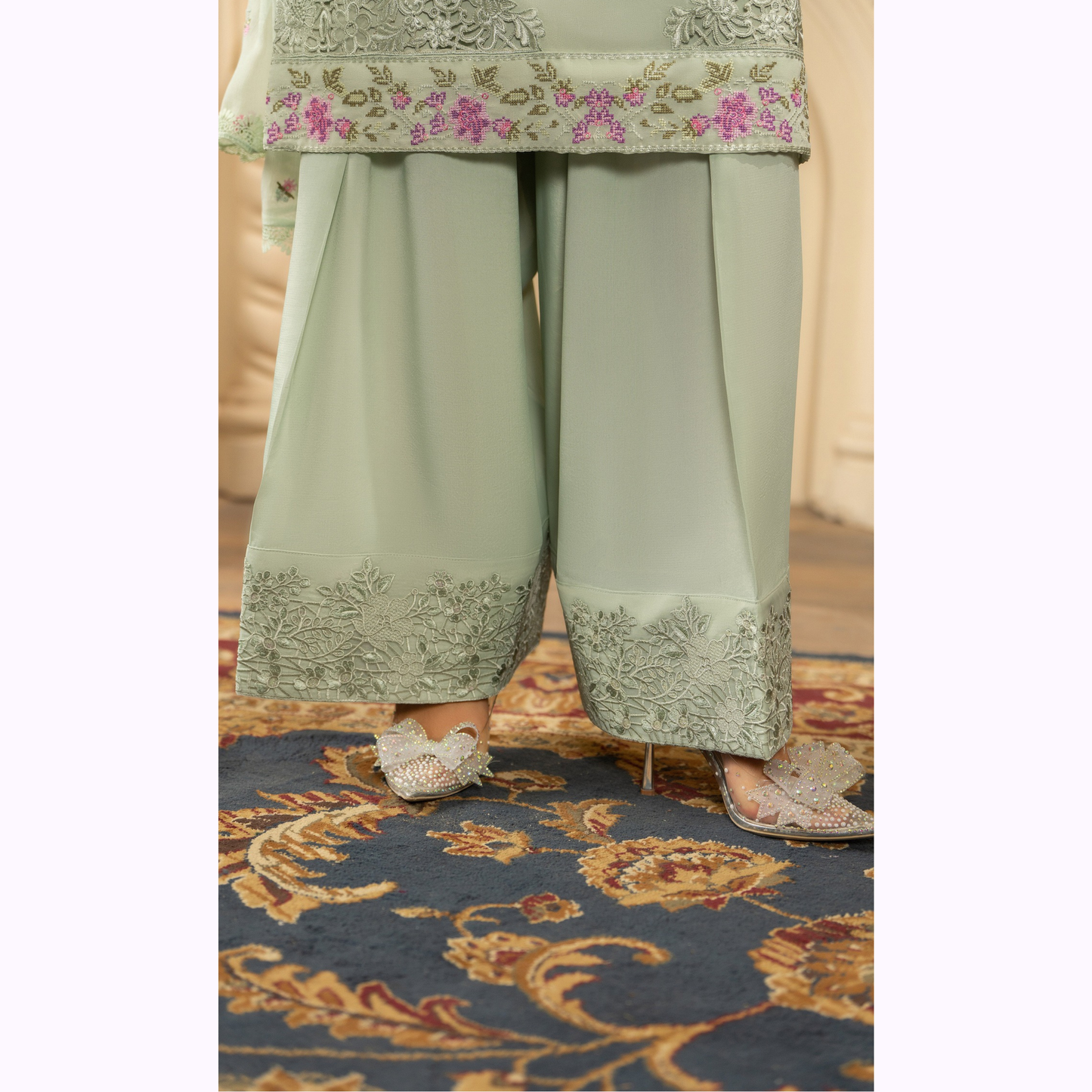 F-464 Embroidered Georgette Farshi Shalwar Collection by karma Collection