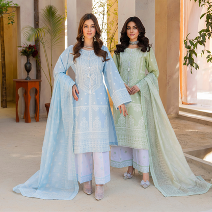 KC-1445 Embroidered Cambric Cotton Farshi Shalwar Ready to Wear 3 Pc - Karma Collection