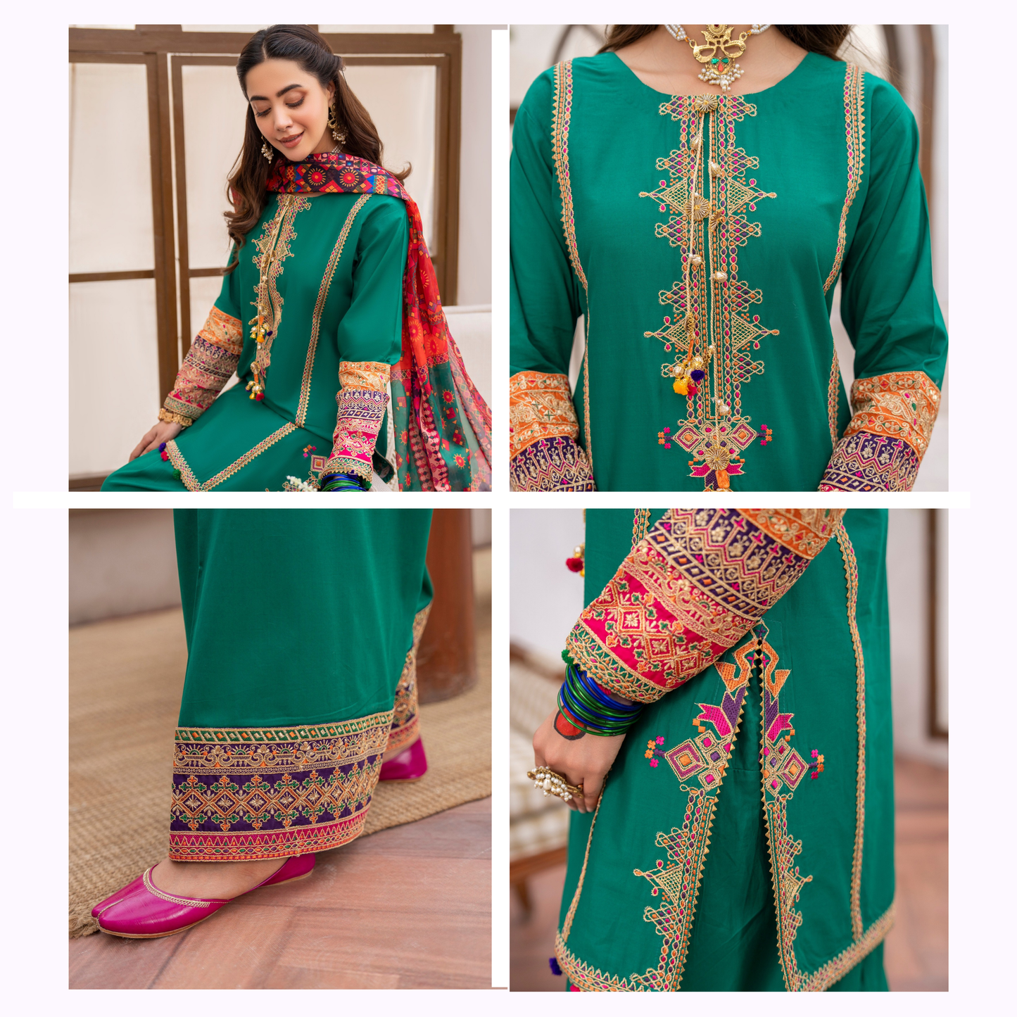 KC-1483 Embroidered Luxury Cambric Cotton farshi Shalwar Collection | Ready to Wear | Karma Collection