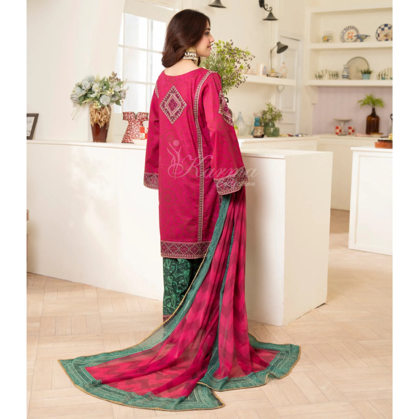 "Flora" Embroidered Lawn 3 Pc Collection | Karma Collection