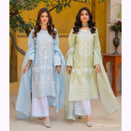 KC-1445 Embroidered Cambric Cotton Farshi Shalwar Ready to Wear 3 Pc - Karma Collection