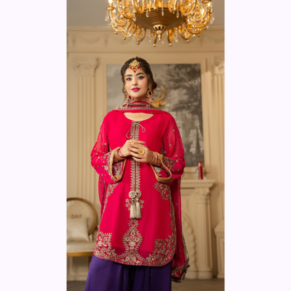 F-466 Embroidered Georgette Chiffon Farshi Shalwar Collection by karma Collection