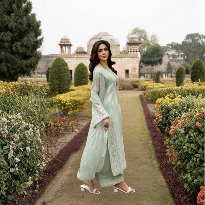 F-525 "Saj Dhaj" Embroidered Georgette Collection by Karma Collection