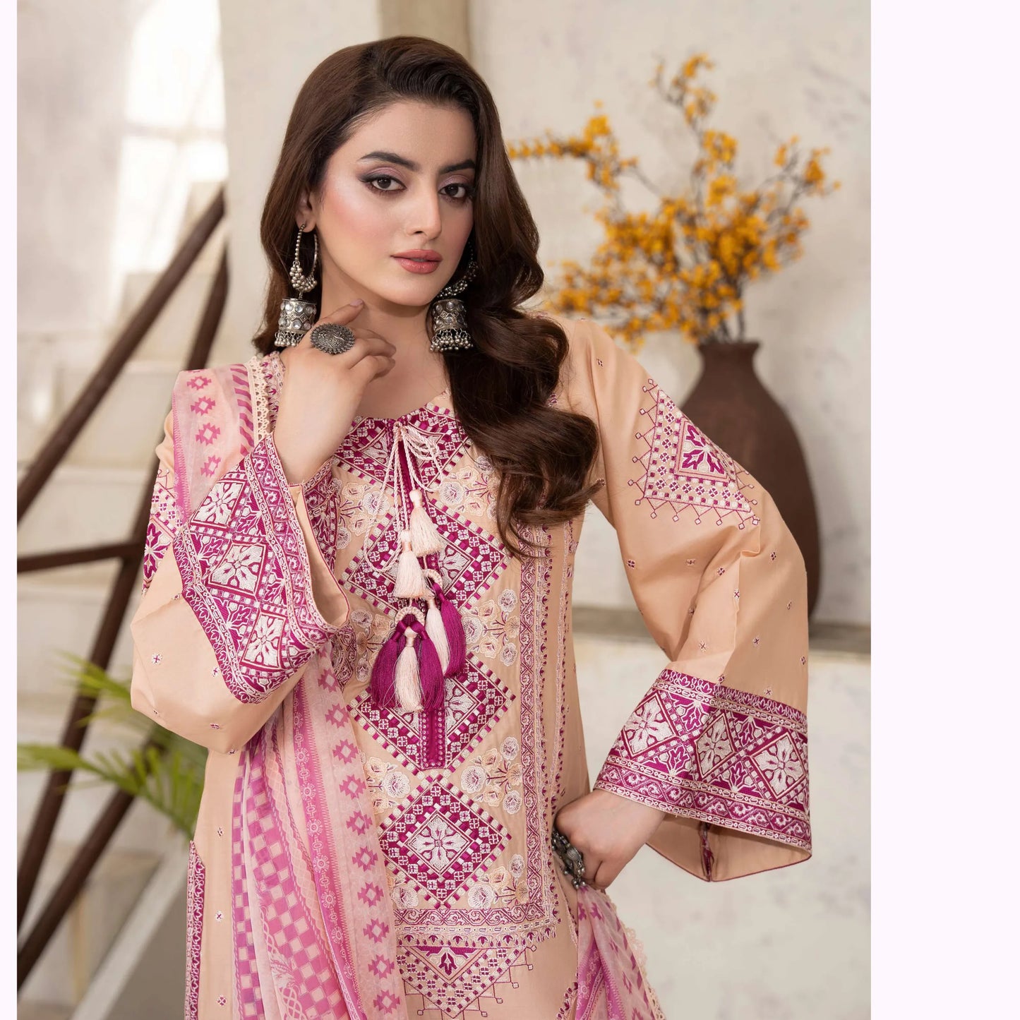 KC-1568 "Tabeer" Embroidered Festive Cambric Cotton Collection by Karma Collection