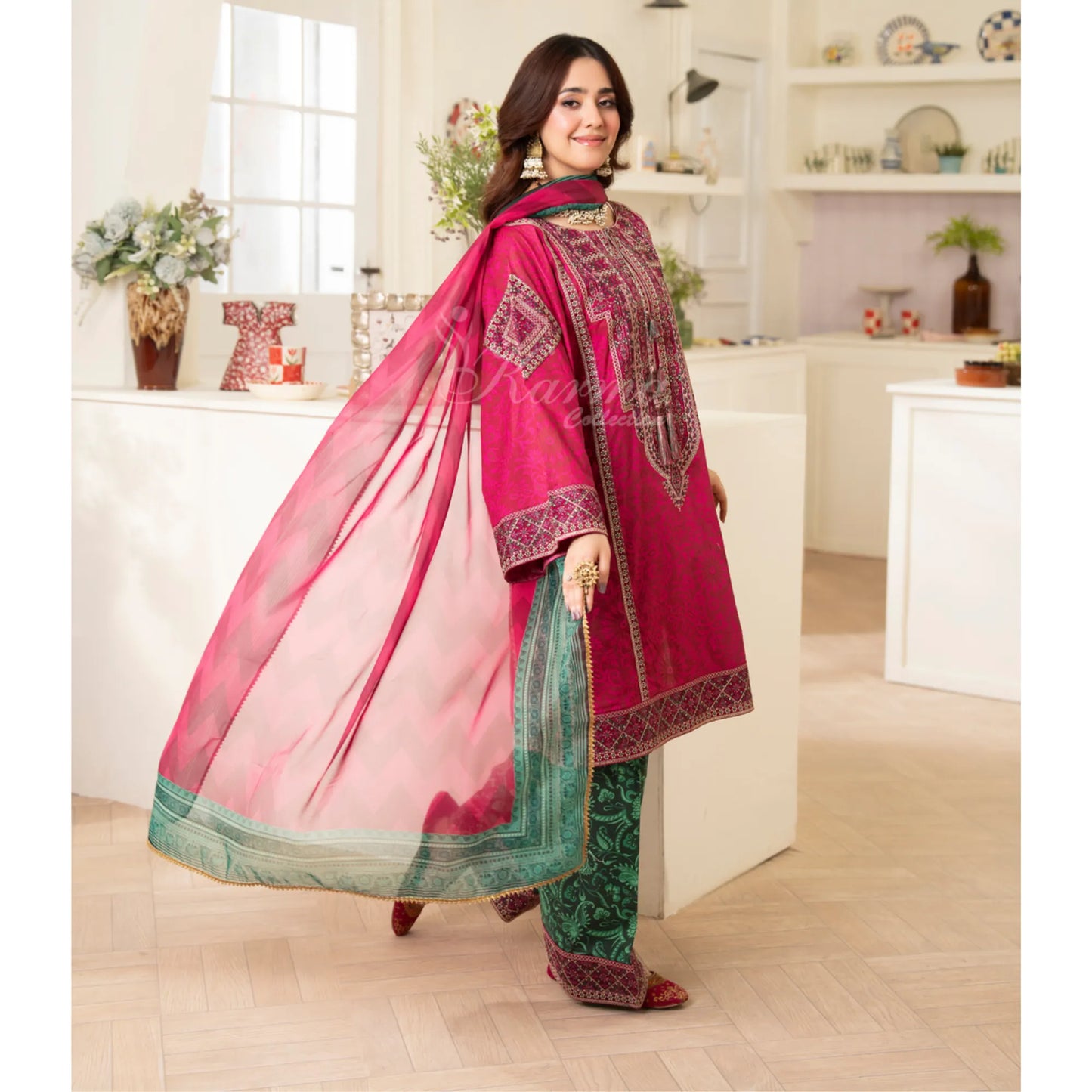 "Flora" Embroidered Lawn 3 Pc Collection | Karma Collection