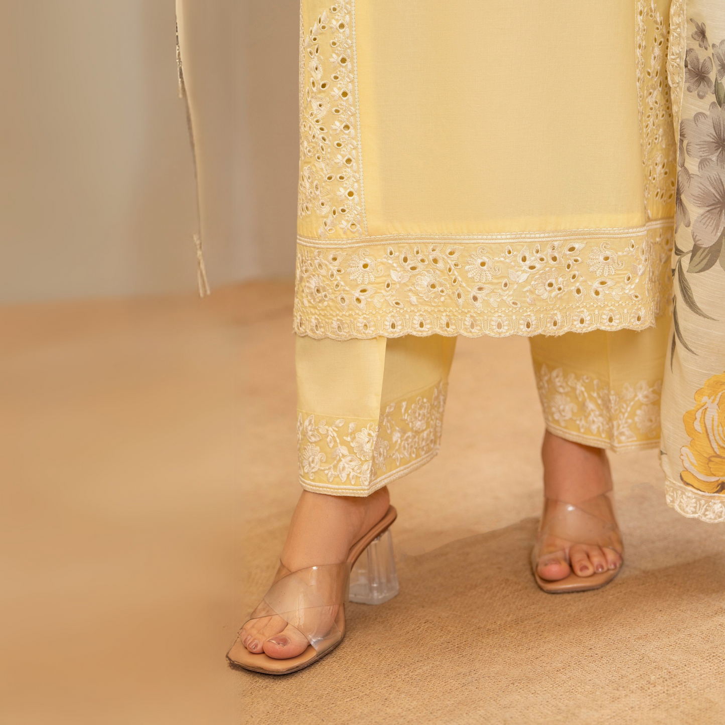 UKC-23 Chikenkari Cambric Cotton Ready to Wear Eid Collection 3 Pc - Karma Collection