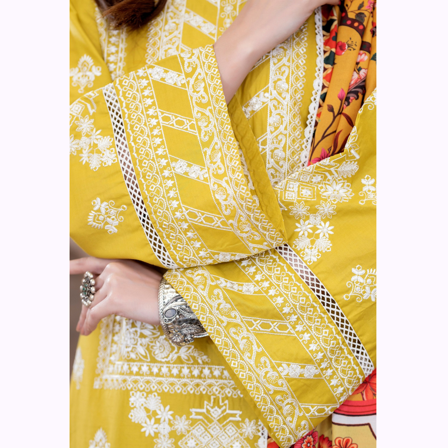 UKC-30 Embroidered Cambric Cotton Dress Ready to Wear 3 Pc - Karma Collection