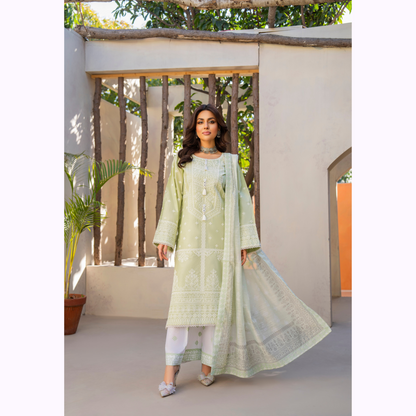 KC-1445 Embroidered Cambric Cotton Farshi Shalwar Ready to Wear 3 Pc - Karma Collection