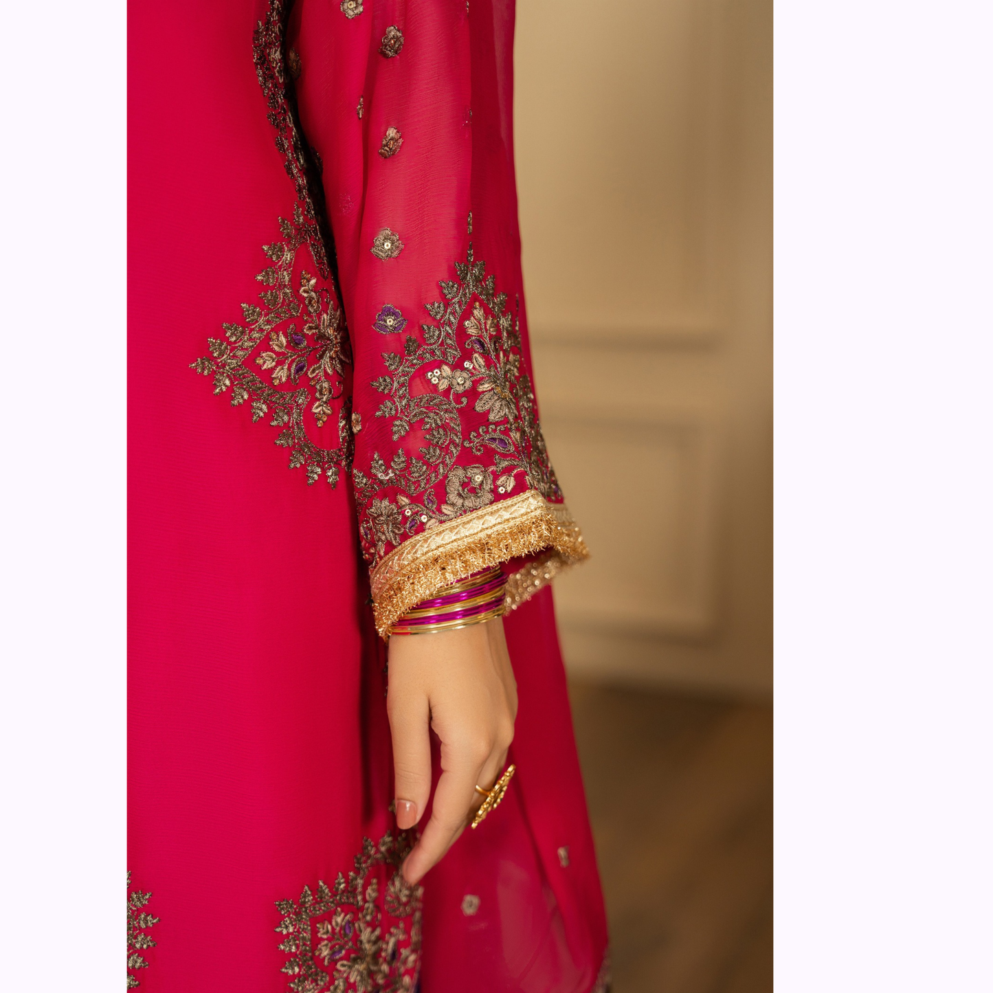 F-466 Embroidered Georgette Chiffon Farshi Shalwar Collection by karma Collection