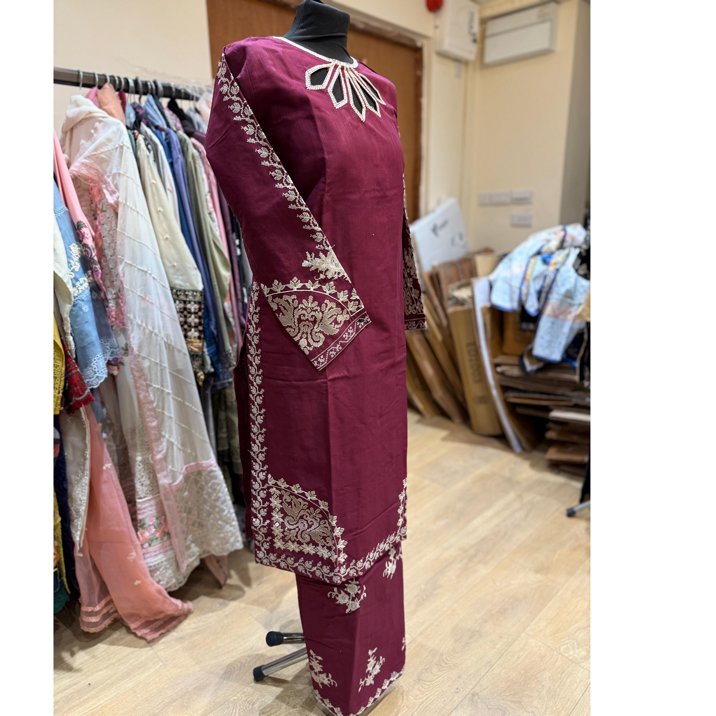 2 Pc Embroidered Khaddar Co-Ord Set  | Ready to wear| Hayats