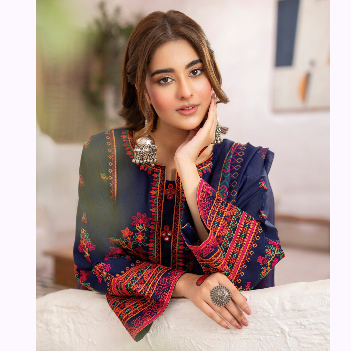 KC-1477 Embroidered Luxury Cambric Cotton farshi Shalwar Collection | Ready to Wear | Karma Collection