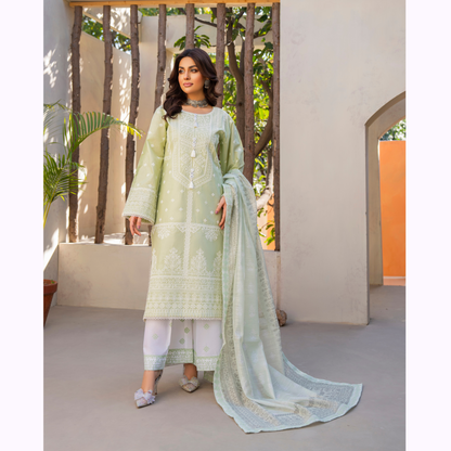 KC-1445 Embroidered Cambric Cotton Farshi Shalwar Ready to Wear 3 Pc - Karma Collection