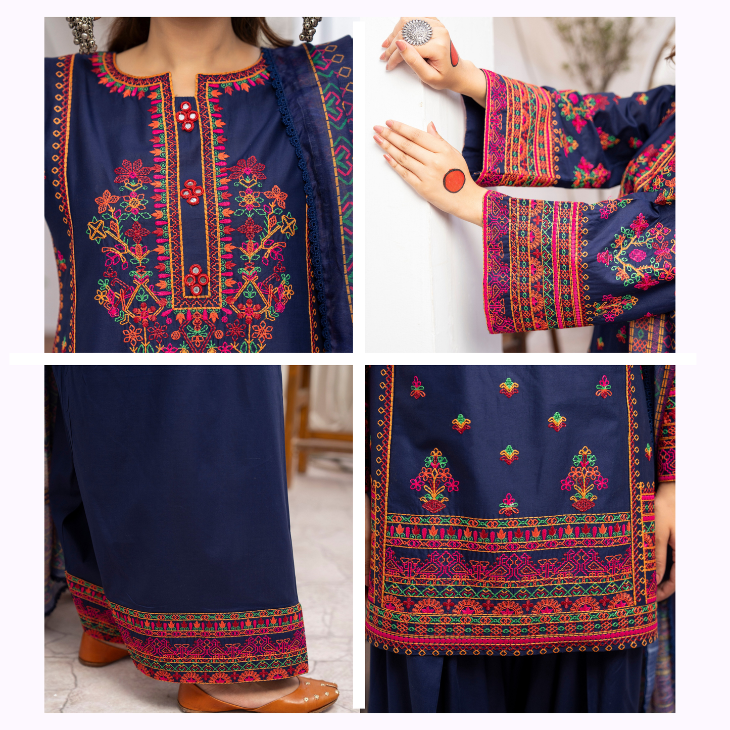 KC-1477 Embroidered Luxury Cambric Cotton farshi Shalwar Collection | Ready to Wear | Karma Collection