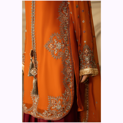F-466 Embroidered Georgette Chiffon Farshi Shalwar Collection by karma Collection