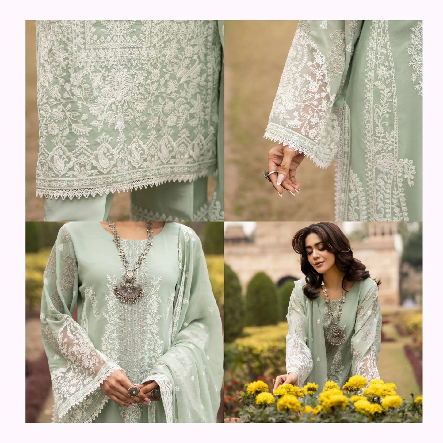 F-525 "Saj Dhaj" Embroidered Georgette Collection by Karma Collection
