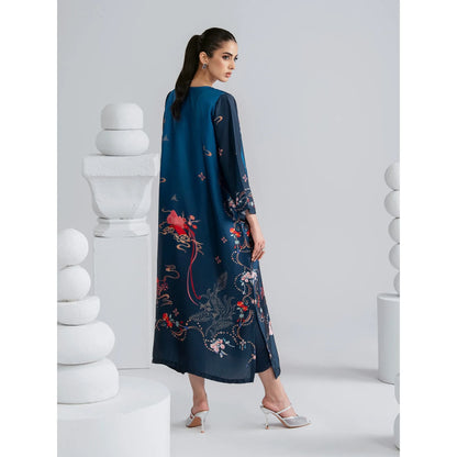 UAL-09 Printed Silk Kaftan with Trouser 2 Pc Set | Ally's