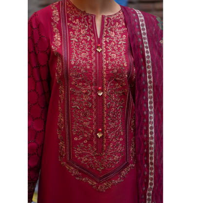 UCA-15 3 Pc Embroidered Cambric Cotton Ready to Wear Eid Collection by Casuallite