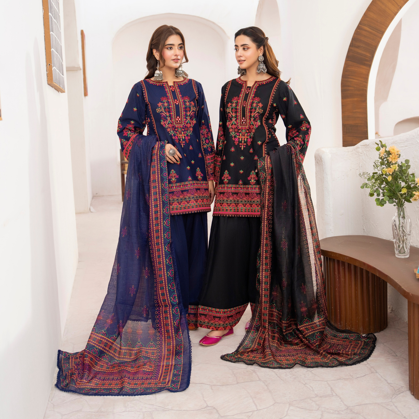 KC-1477 Embroidered Luxury Cambric Cotton farshi Shalwar Collection | Ready to Wear | Karma Collection
