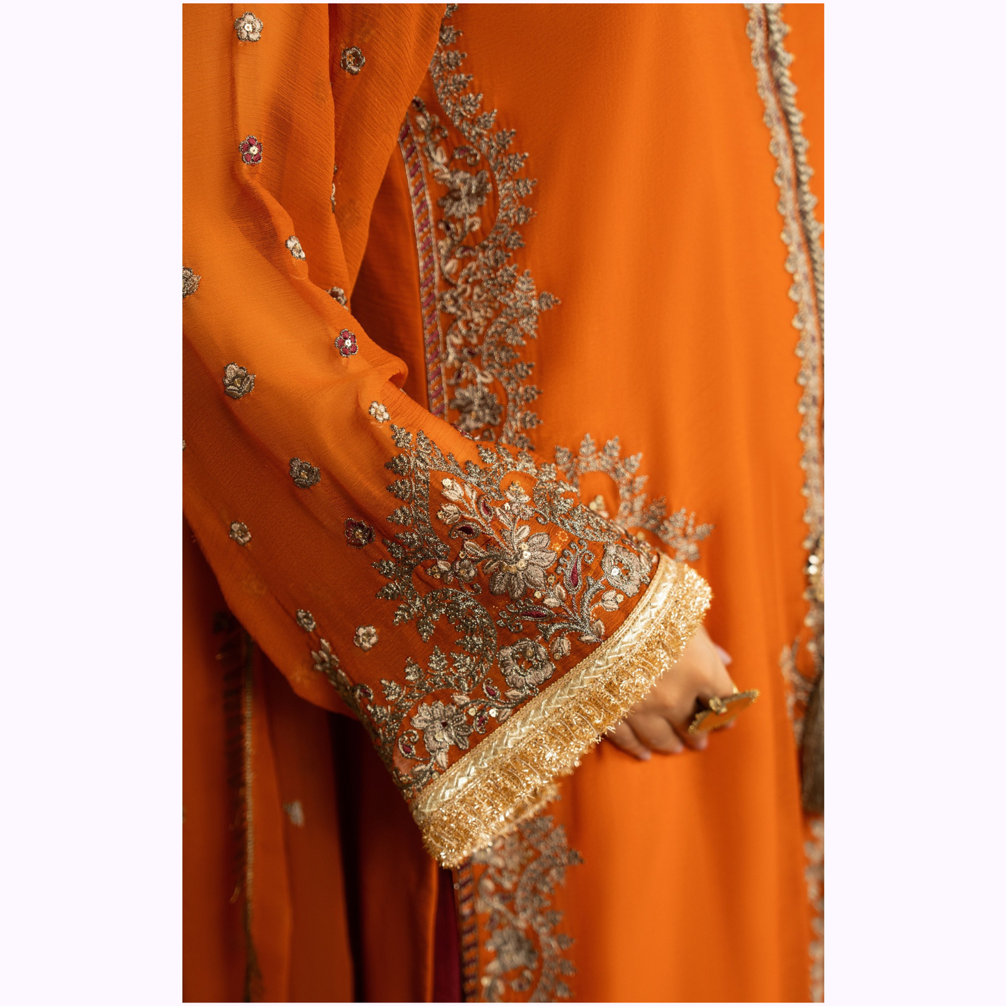 F-466 Embroidered Georgette Chiffon Farshi Shalwar Collection by karma Collection