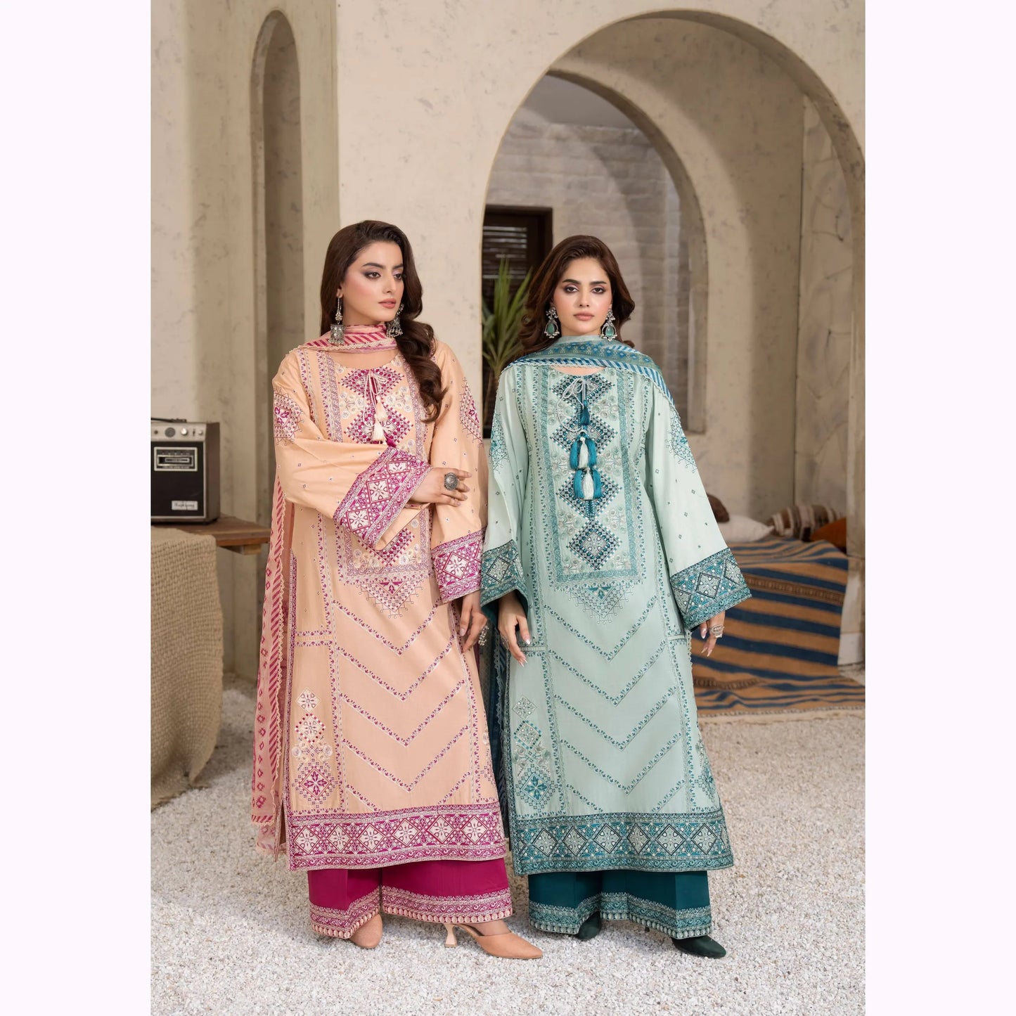KC-1568 "Tabeer" Embroidered Festive Cambric Cotton Collection by Karma Collection